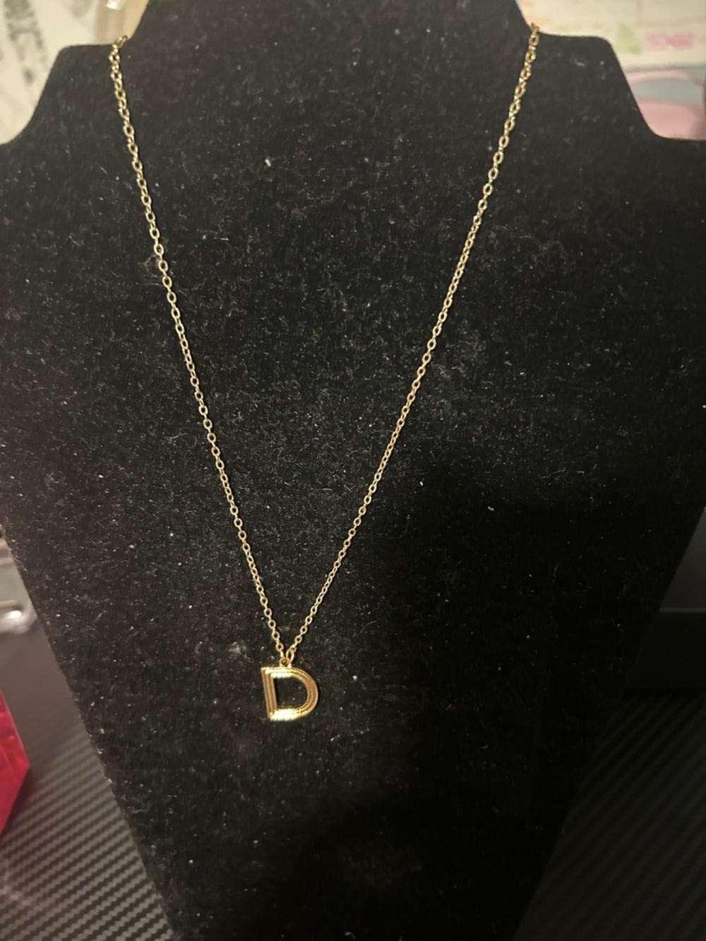 Gold Letter D Initial Necklace - Classic Everyday Pendant